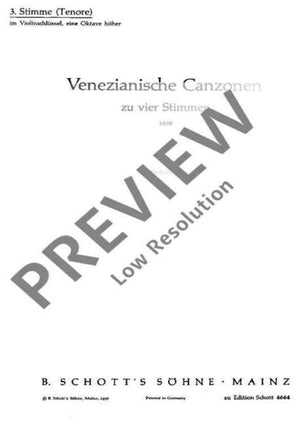 Venezianische Canzonen - Part 3, Tenore, Violin Clef Oct.