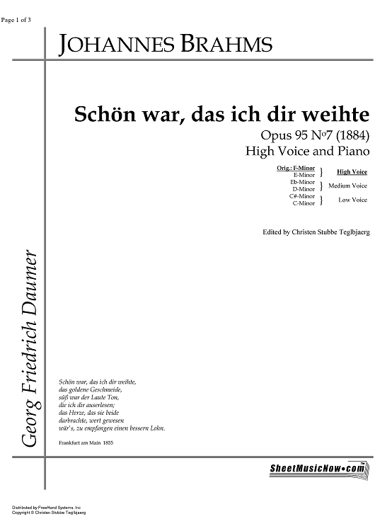 Schön war, das ich dir weihte Op.95 No. 7