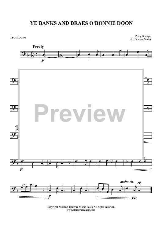 Ye Banks and Braes O'Bonnie Doon - Trombone