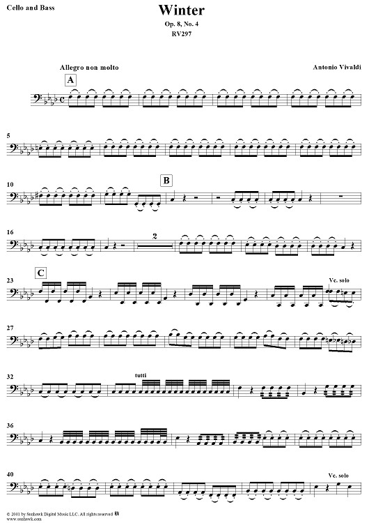 The Four Seasons, No. 4: Winter - Cello/Bass