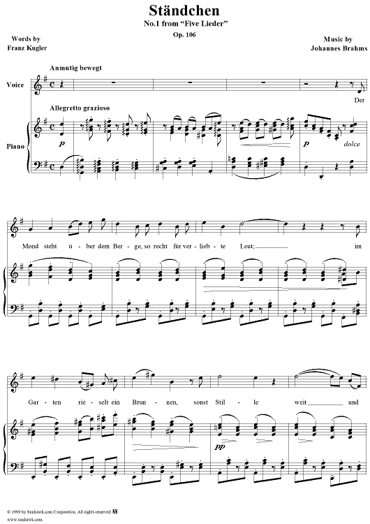 Five Lieder, Op. 106, No. 1, Ständchen