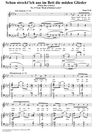 Schon streckt' ich aus im Bett die müden Glieder, No. 27 from "Italienisches Liederbuch, nach Paul Heyse", Part 2