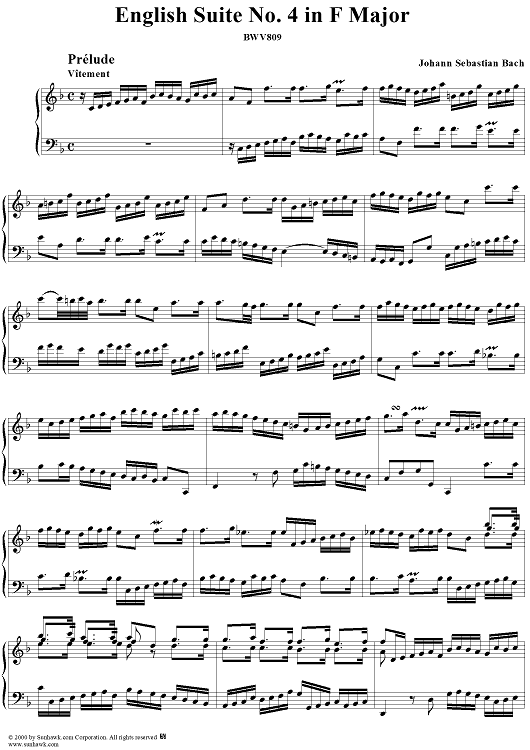 English Suite No. 4 in F Major (BWV809)