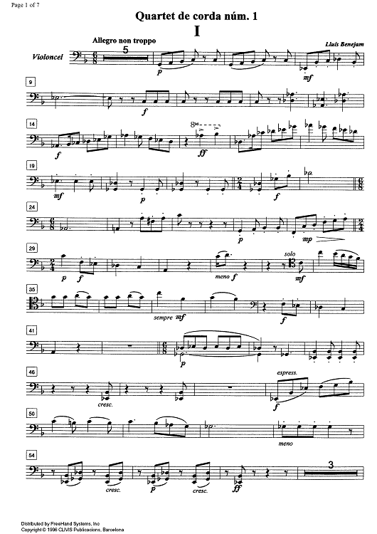 String quartet No. 1 - Cello