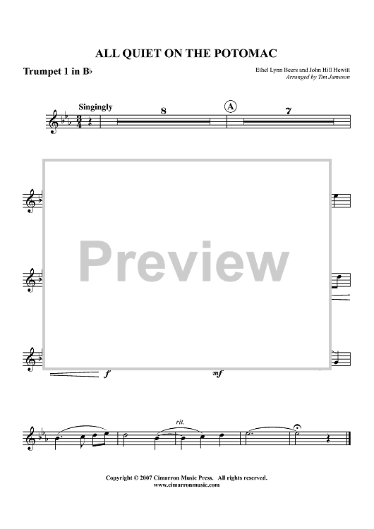 All Quiet on the Potomac - Trumpet 1 in Bb