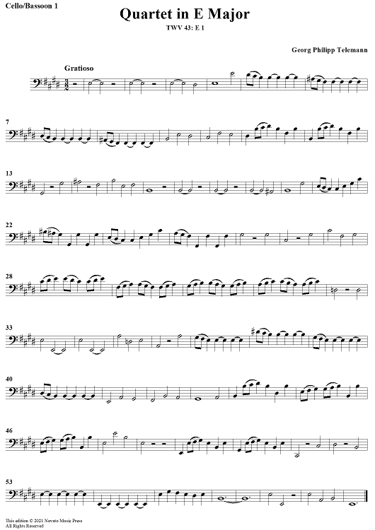 Quartet in E major - Cello/Bassoon 1