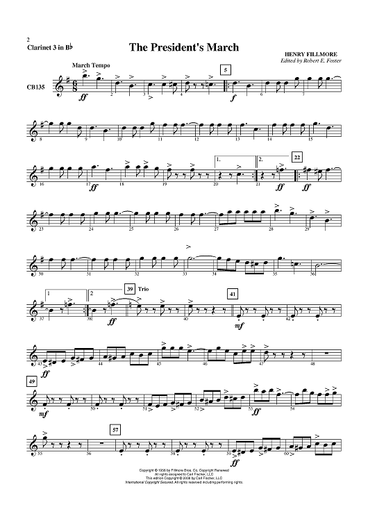 The President's March - Clarinet 3 in B-flat