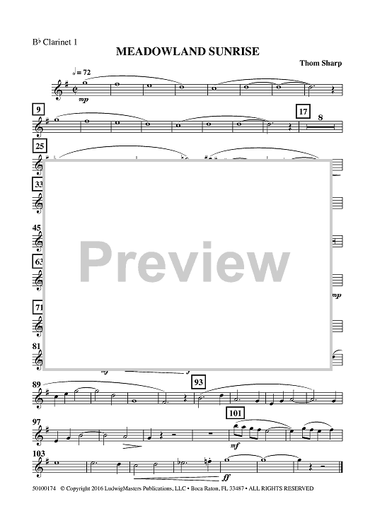 Meadowland Sunrise - Clarinet 1 in Bb