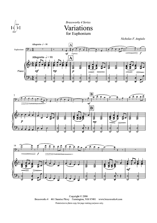 Variations for Euphonium - Piano Score