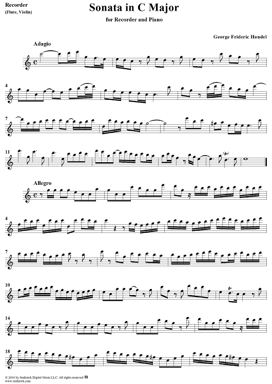 Sonata in C Major - Recorder (F)/Flute/Violin