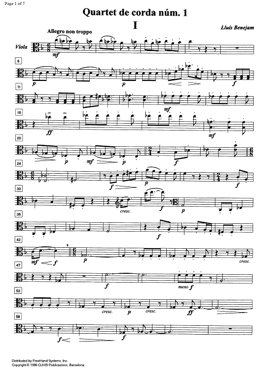 String quartet No. 1 - Viola