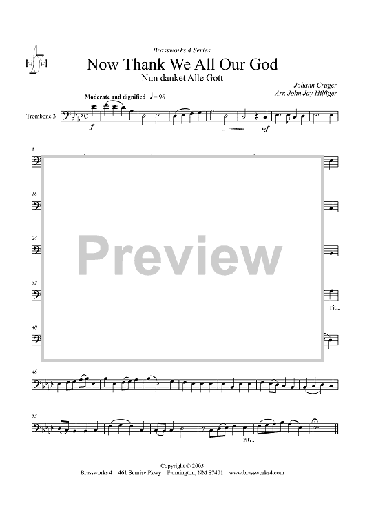 Thank We All Our God (Nun danket Alle Gott) - Trombone 3