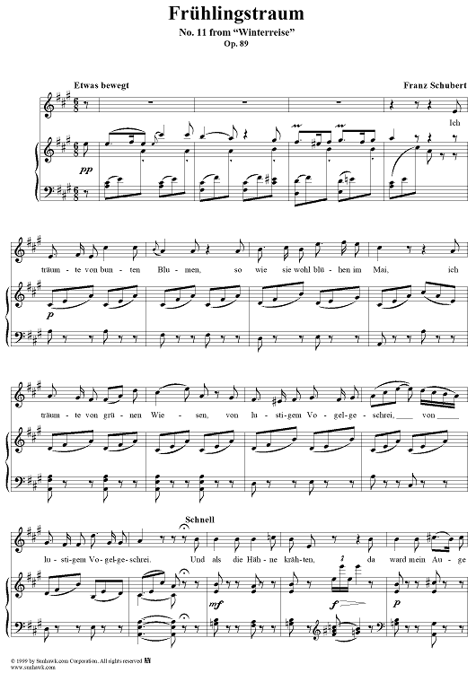 Winterreise (Song Cycle), Op.89, No. 11 - Frühlingstraum, D911 - No. 11 from "Winterreise"  Op.89