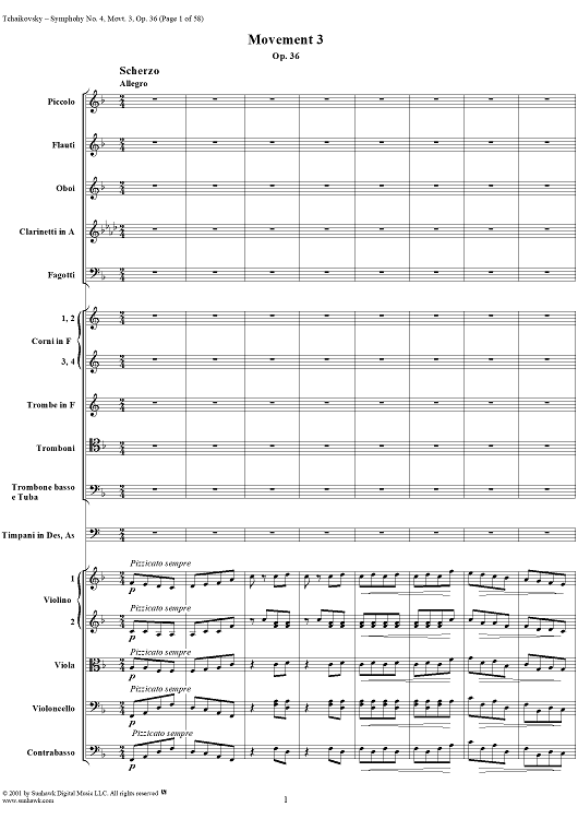 Symphony No. 4 in F minor (f-moll). Movement III, Scherzo