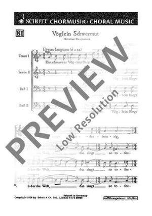 Vöglein Schwermut - Choral Score