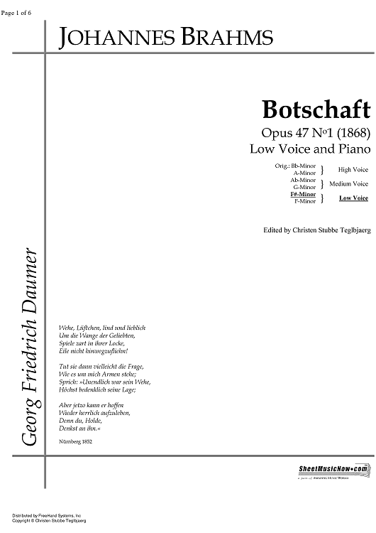 Botschaft Op.47 No. 1