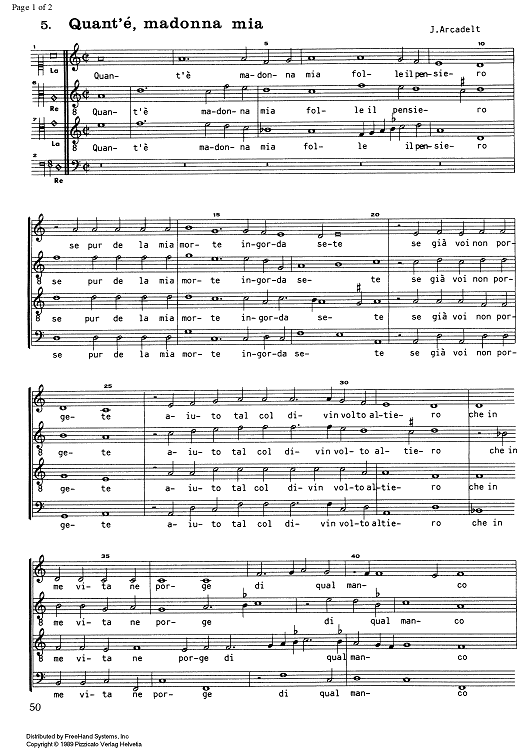 Quant'è, madonna mia from 20 Madrigali - Score