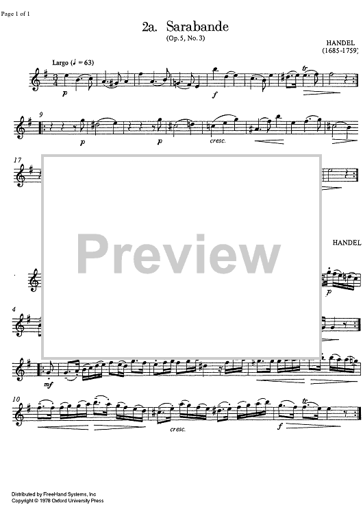 Sarabande and Allemande (from Op. 5 No. 3) - Flute