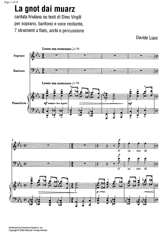 La gnot dai muarz (The night of the Dead) - piano reduction - Piano Score