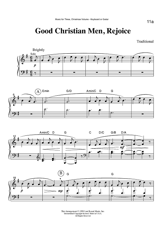 Good Christian Men, Rejoice - Keyboard or Guitar