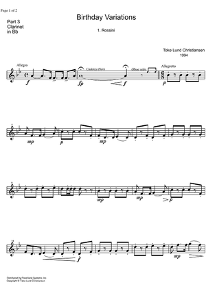 Birthday Variations Rossini - Clarinet