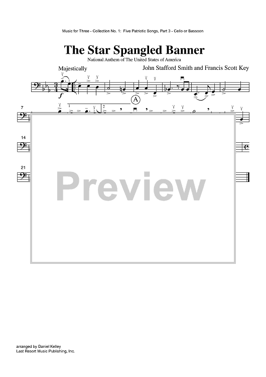 The Star Spangled Banner - Part 3 Cello or Bassoon