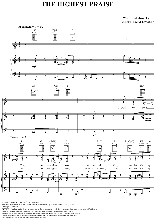 Richard Smallwood　ゴスペル楽譜 楽譜】Total Praise / Richard・Smallwood (ゴスペル / 初〜中級