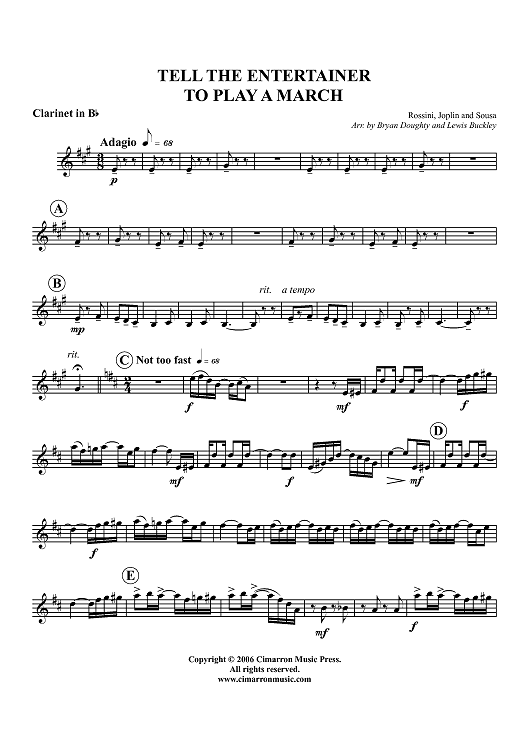 Tell the Entertainer to Play a March - Clarinet in B-flat