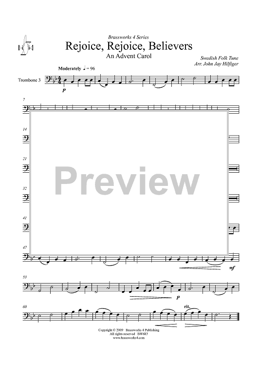 Rejoice, Rejoice, Believers - Trombone 3