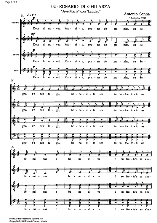 Rosario di Ghilarza - Score