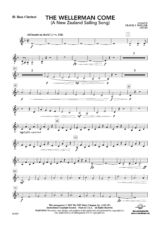 The Wellerman Come - Bb Bass Clarinet