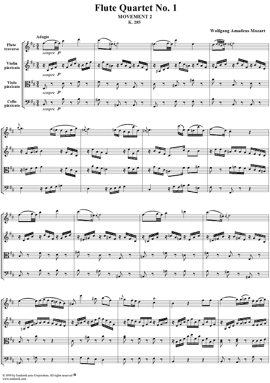 Flute Quartet No. 1, Movement 2 - Score