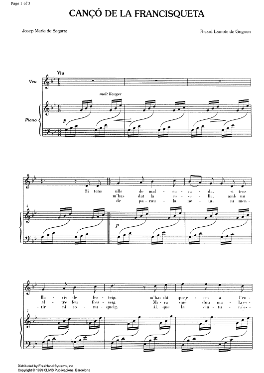 Canco de la francisqueta - Score