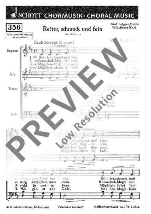 Fünf ostpreußische Volkslieder - Choral Score
