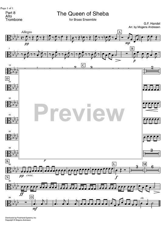 The Arrival of the Queen of Sheba HWV 67 - Alto Trombone