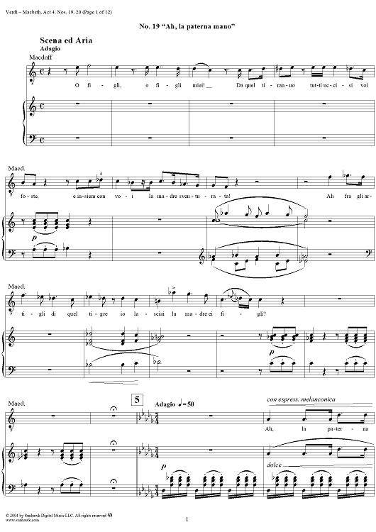 Macbeth, Act 4, Nos. 19-20, Scena and Aria. "Ah, la paterna mano", "Dove siam? che bosco è quello?"