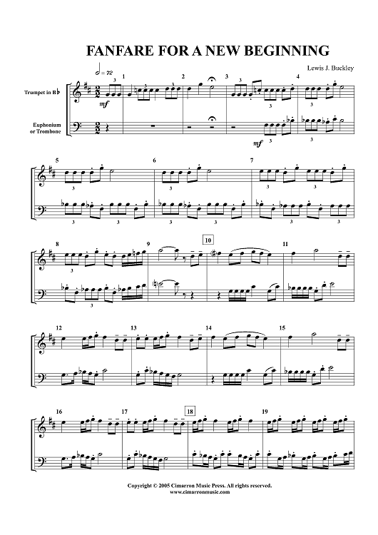 Fanfare for a New Beginning - Trumpet in B-flat and Euphonium/Trombone