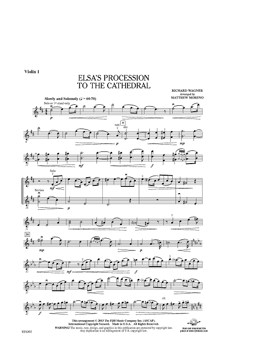 Elsa's Procession to the Cathedral - Violin 1