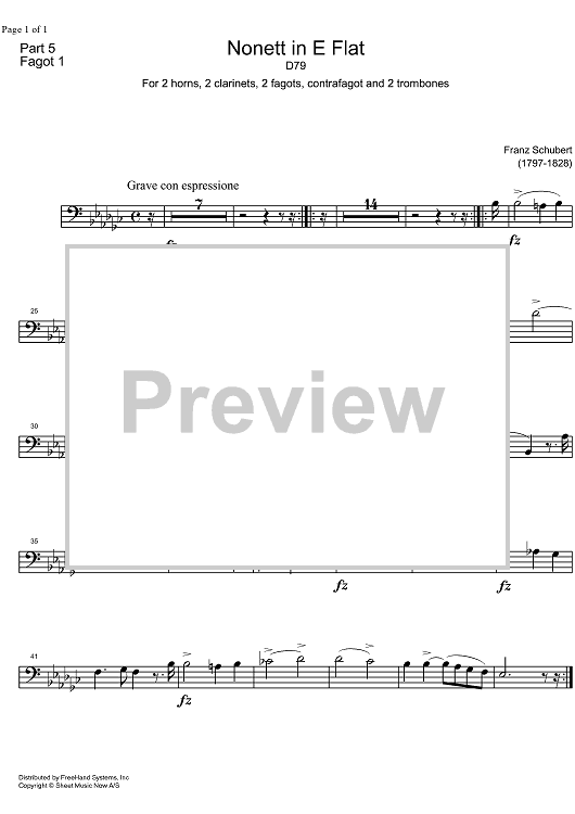 Nonet Eb Major D79 - Bassoon 1