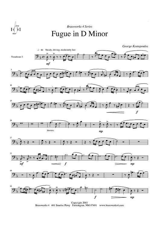 Fugue in D Minor - Trombone 2