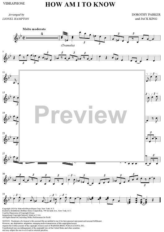 How Am I To Know - Vibraphone