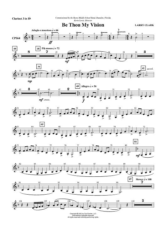 Be Thou My Vision - Clarinet 3 in B-flat