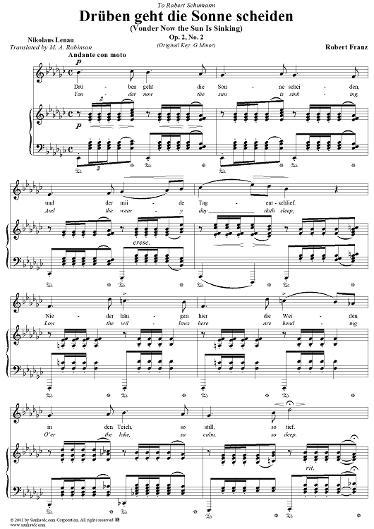 Yonder Now the Sun Is Sinking (Drüben geht die Sonne scheiden)