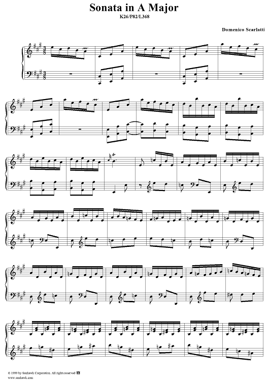 Sonata in A major - K26/P82/L368