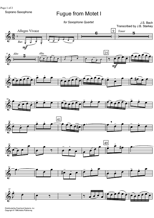 Fugue from Motet  1 - Soprano Saxophone