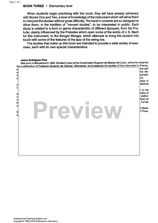 Studies for clarinet, Vol. 3 No.12 - Moto perpetuo - Preface