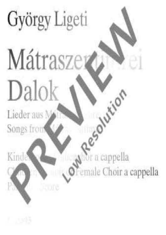 Mátraszentimrei Dalok - Choral Score