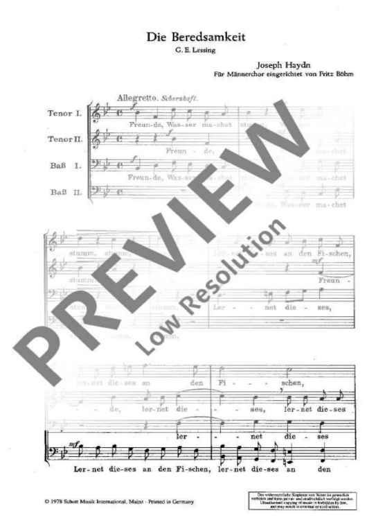 Die Beredsamkeit - Choral Score