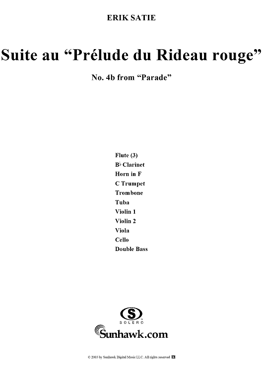 Parade: Suite au "Prélude du Rideau rouge - Full Score