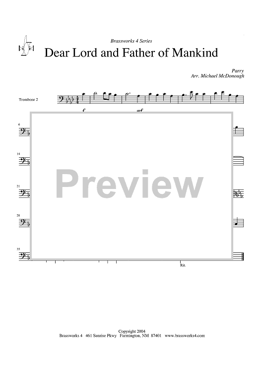 Dear Lord and Father of Mankind - Trombone 2
